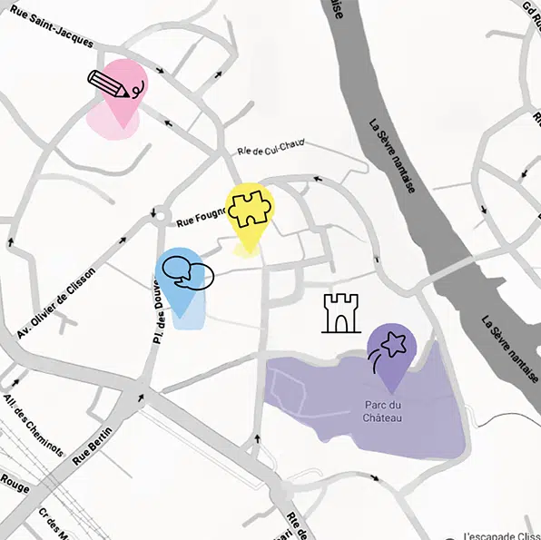 Carte des lieux du festival du livre jeunesse à Clisson